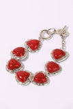 Fiery Red Western Heart Decor Alloy Bracelet