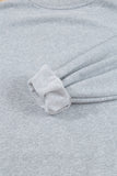 Light Grey Plain Drop Shoulder Crewneck Pullover Sweatshirt