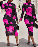 3PCS Crop Top & Shorts Set With Floral Print Sheer Mesh Dress