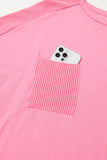 Bonbon Corded Patchwork Pocketed Plus Size T Shirt