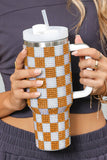 Ginger Full Rhinestone Checkerboard Handled Tumbler 40oz