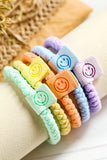 Pink 5Pcs Smile Face Tab Braided Hair Tie Set