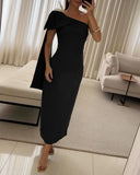 Skew Neck Sleeveless Bowknot Design Maxi Bodycon Evening Dress