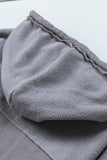 Gray Flap Pocket Drawstring Hood Zip Up Jacket