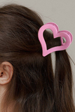 Light Pink Cutout Heart Shape Frosted Small Hair Clip