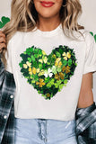 White Clover Heart Printed St Patricks Day T Shirt