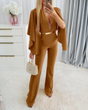 Plunge Irregular Sleeve Sexy Jumpsuit Zipper Long Romper with Belt