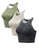 3 Pack Racer Back Textured Crop Tank Top