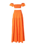 Shirred Crop Top & Maxi Skirt Set