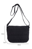 Black Solid Minimalist Foldover Puffer Crossbody Bag