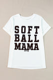 White SOFT BALL MAMA Graphic Crewneck Plus Size Tee