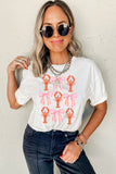 White Crawfish Bow Printed Summer T Shirt