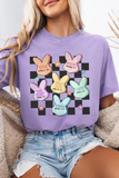 Wisteria Bunny Bible Verses Checkered Print Easter T Shirt