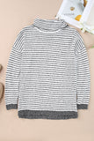 Gray Striped Turtleneck Loose Sweater