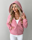 Zip Up Kangaroo Pocket Design Fleece Lined Thermal Hoodie