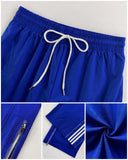 Striped Side Zipper Design Drawstring Wide Leg Casual Pants