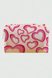 Pink Valentines Fashion Heart Printed Canvas Cosmetic Bag