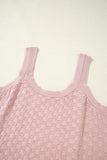 Light Pink Solid Textured Checkered U Neck Sweater Vest