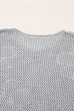 Light Grey Big Flower Hollowed Knit Drop Shoulder Sweater