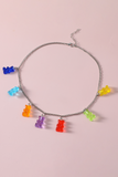 Silvery Gummy Bear Charm Adjustable Chain Necklace