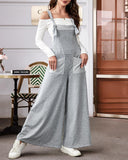Contrast Paneled Wide Leg Suspender Jumpsuit