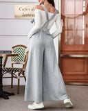 Contrast Paneled Wide Leg Suspender Jumpsuit