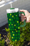 Dark Green St. Patricks Shamrock Print Handle Vacuum Cup 1200ml