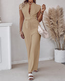 Sleeveless Wide Leg Jumpsuit High Waist Belted Elegant One Piece Outfit