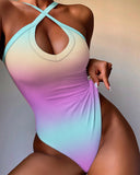 Ombre Sleeveless Halter Bodysuit