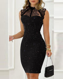 Glitter Contrast Lace Party Dress