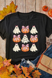 Black Bowknot Ghost Pumpkin Graphic Halloween T Shirt