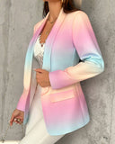 Ombre Lapel Neck Long Sleeve Flap Detail Blazer