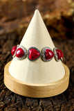 Fiery Red Western Heart Decor Alloy Bracelet