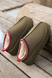 Sage Green Contrast Print Suede Plush Lined Snow Boots