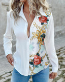 Floral Chain Print Buttoned Top