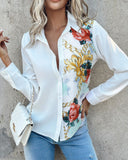 Floral Chain Print Buttoned Top