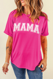 Rose Red MAMA Graphic Crew Neck Tee