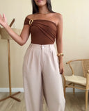 Solid One Shoulder with Heart Shape Decor Slim fit Bodysuit