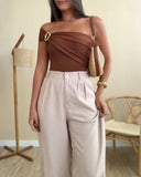 Solid One Shoulder with Heart Shape Decor Slim fit Bodysuit