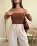 Solid One Shoulder with Heart Shape Decor Slim fit Bodysuit