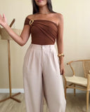 Solid One Shoulder with Heart Shape Decor Slim fit Bodysuit