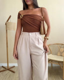 Solid One Shoulder with Heart Shape Decor Slim fit Bodysuit