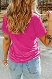 Rose Red Sequin Easter Egg Graphic Casual T Shirt
