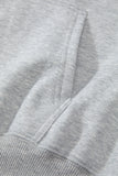 Light Grey Fleece Lined Kangaroo Pocket Drawstring Chunky Hoodie
