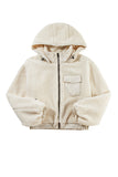 Jet Stream Zip-up Pocketed Hooded Sherpa Jacket