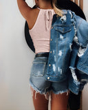 Textured Contrast Lace Halter Sleeveless Tank Casual Slim Fit Tank