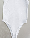 Round Neck Sleeveless Ribbed Bodysuit Casual Slim Fit Tank Top