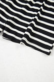 Black White Striped Short Sleeve Top and Shorts Set