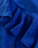 Halter Sleeveless A Line Dress Casual Ruffles Side Slit Maxi Dress