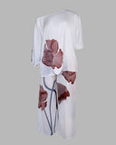 2 Pieces Outfit Floral Print Skew Neck Batwing Sleeve Top and Casual Loose Fit Straight Leg Pants Set